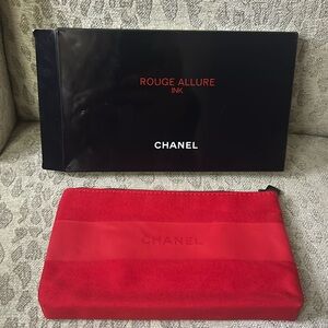 Chanel Red Rouge Allure beauty makeup pouch. Free shipping